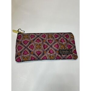 CINDA B Cosmetic Bag Pouch Quilted Green Blue White Makeup Jewelry Zipper